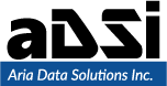 Aria Data Solutions Logo black large letters with blue band