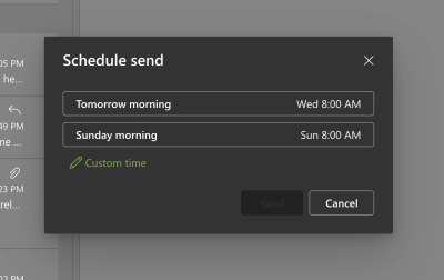 Apple Outlook - Schedule Send window (Step 2)